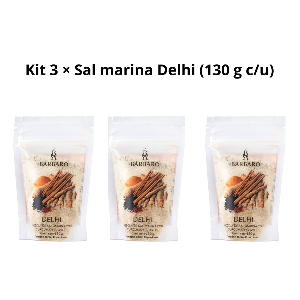 Kit 3 × Sal marina Delhi (130 g c/u)